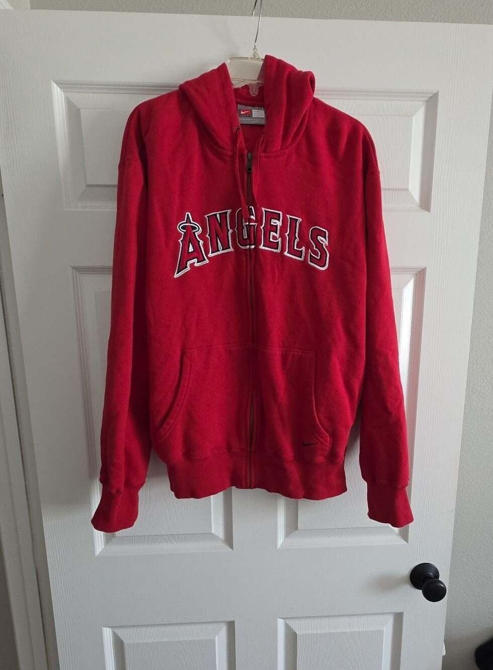 Vintage Y2K Nike Team Los Angeles Angels Full Zip Hoodie Red Men's L